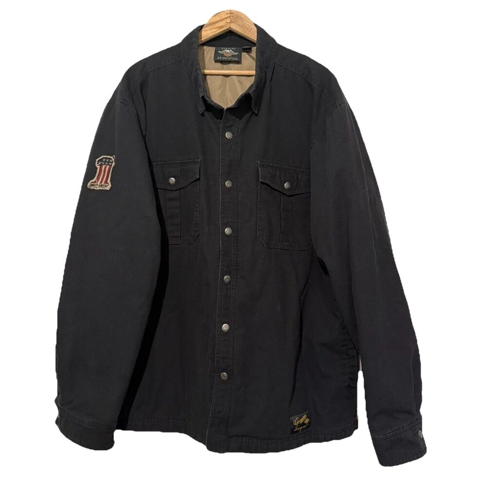 Harley-Davidson Shirt Jacket Mens XL Black #1 Genuine Classics Quilted